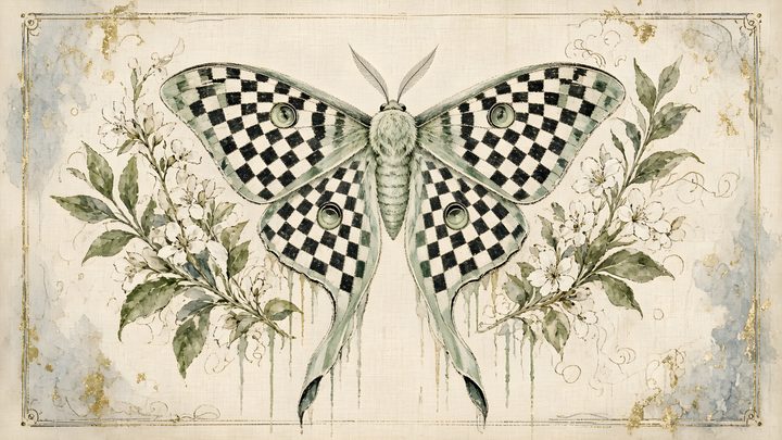 Checkerboard Luna Moth art print