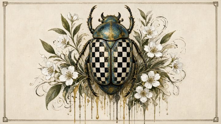 Checkerboard Scarab art print