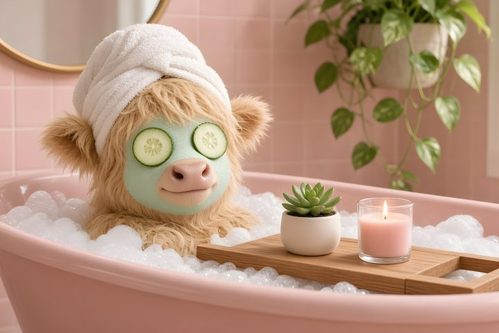 Highland Calf Spa Mask art print