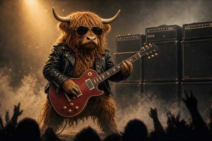 Highland Cow Rockstar art print