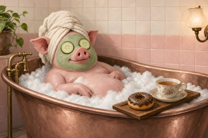 Pig Spa Day art print